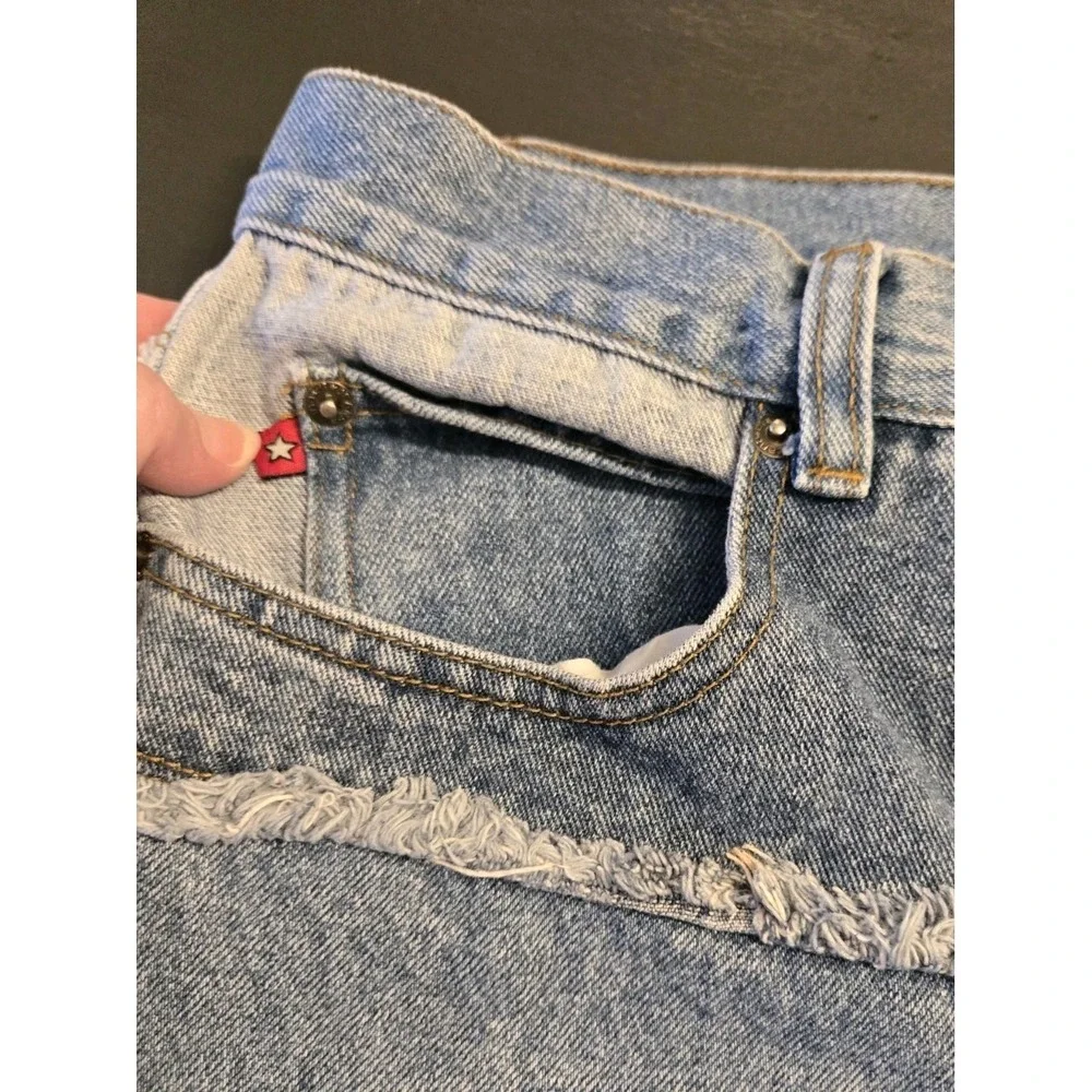 Zana Di Women's Wide-Leg Colorblock Fringe Blue Denim Jeans Size 13 Hippy Boho - Picture 8 of 8